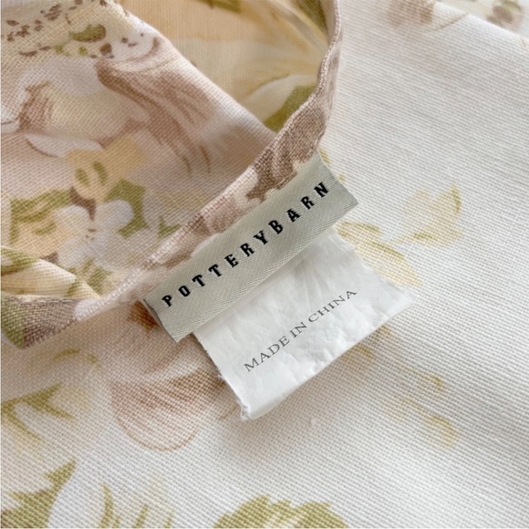 RARE Pottery Barn HAYDEN Floral Duvet Cover Full/Queen NEUTRAL Linen Blend Tan - Picture 7 of 8